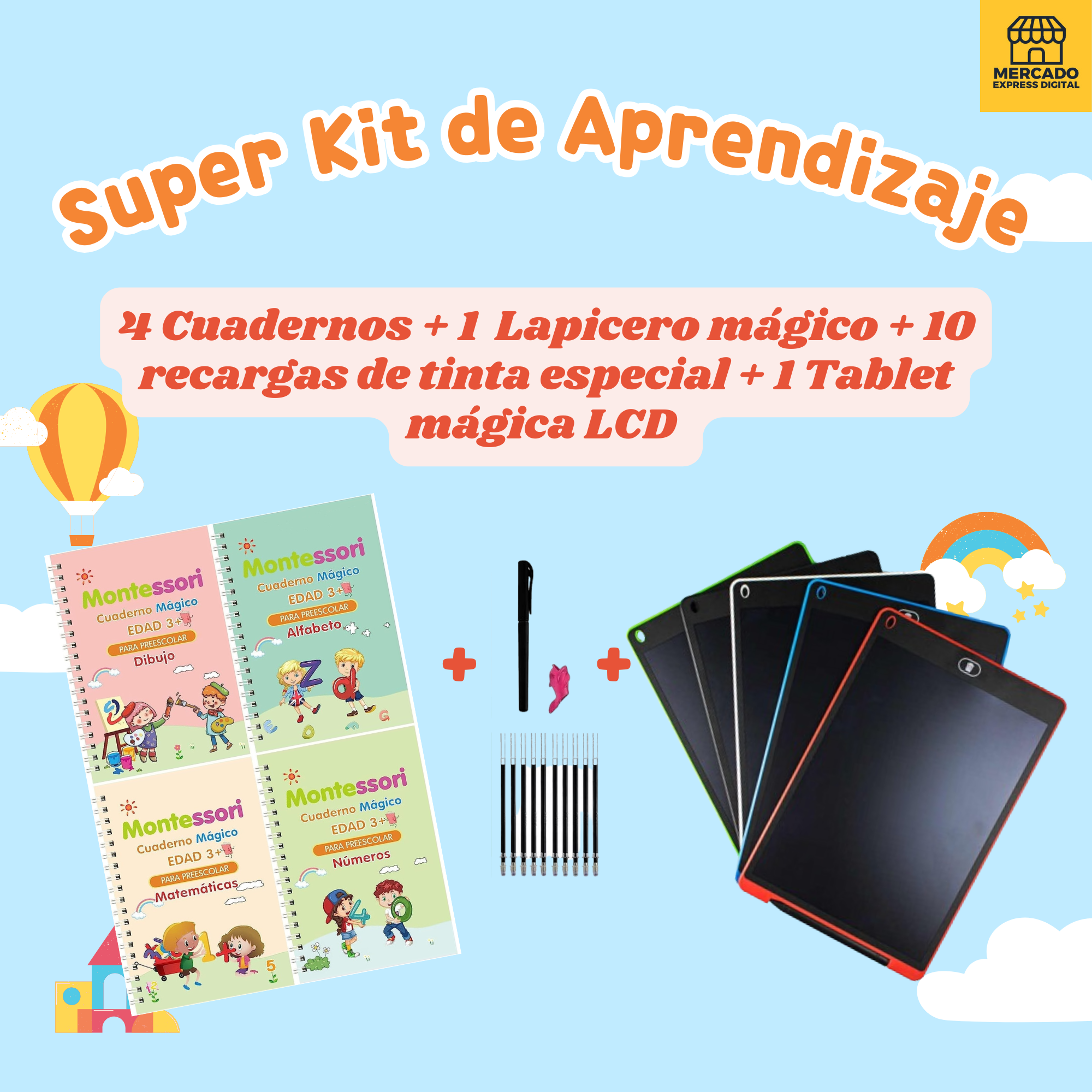 Kit Cuadernos Mágicos + Tablet mágica LCD